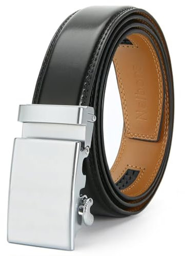 Nelbons Herren Gürtel Ratsche Automatik Gürtel für Männer 35mm 1 3/8 Breit Ledergürtel