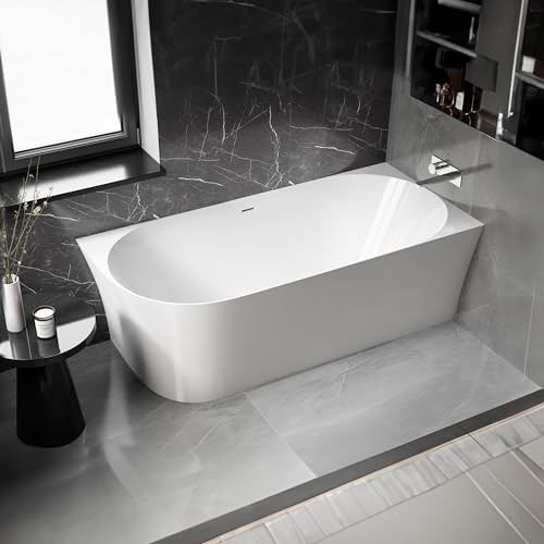 Vasca da bagno freestanding NOVA SLIM LINE - bianco lucido - installazione a destra - Senza rubinetteria, Senza sistema di drennaggio, 170 x 78 cm