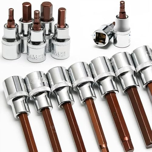 Douille à six pans creux - 12,5 mm (1/2) - Acier CV - Clé à douille hexagonale - Kit d'outils - Douille (H9 x 100 mm)