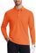 TACVASEN Tactical Polo Shirts for Men Long Sleeve Polo Lightweight Hiking T Shirt Quick Dry Running Top Orange,L