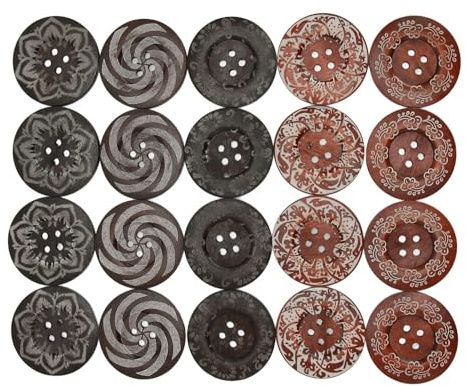 20 pezzi di bottoni rotondi di legno, 60 mm bottoni di cucitura in legno 4 fori grandi bottoni bottoni di artigianato ornamento bottoni decorativi per artigianato di cucitura fai da te