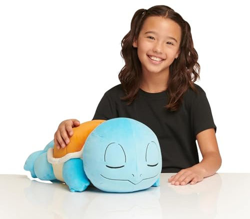 Pokémon PKW4320-45cm Schlafendes Plüsch - Schiggy, offizielles Pokémon Plüsch