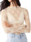 Women Sexy Mock Turtle Neck Long Sleeve Sheer Mesh Lace Floral See Through Swiss Dots Going Out Layering Slim Fit Tops Streetwear (B-White, XL)