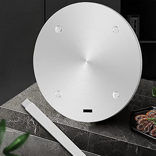 Beswarmy Plaque diffuseur de chaleur à induction, plaque d'adaptation à induction en acier inoxydable avec poignée amovible pour cuisinière à gaz, café, lait, plaque à induction 28 cm