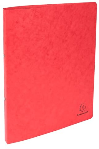 Exacompta - Rif. 54255E - Cartone da 10 raccoglitori per carta lucida, 2 anelli rotondi diametro 15 mm, dorso 20 mm, dimensioni esterne: 32 x 25 cm, formato A4, colore: rosso
