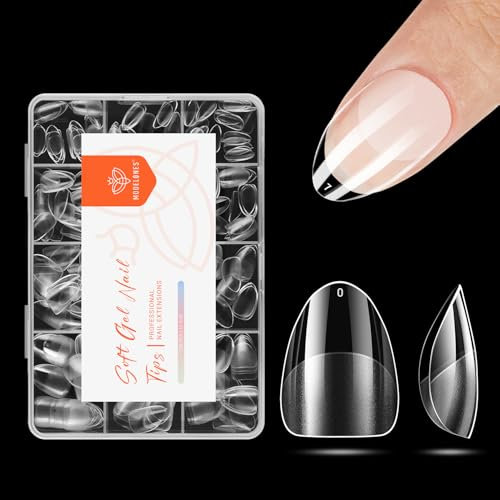 Modelones Nageltips 216 Stück- Full Cover Nail Tips Set, Soft Gel Tips Set, Pre-Buff PMMA Harz Nagelspitzen, Künstliche Nägel Zum Aufkleben Nail Art DIY, Kurze Almond XS