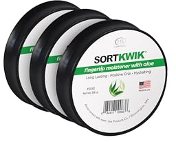 LEE 10083 Sortkwik Fingertip Moistener with Aloe – Non-Toxic, Odorless Grip Enhancer for Paper Sorting and Money Counting – 3/8 oz, Clear (Pack of 3)