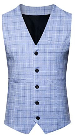 SRZYMJ Anzugweste für Herren Formelle Einfarbige Weste Hochzeit Elegant Anzugwesten Business Westen Männer mit Taschen XS-4XL BU1 Taschen Weihnachtsbaum Weihnachten Anglerweste