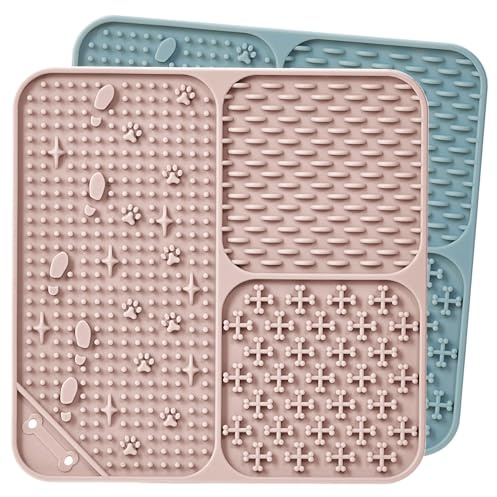 Wingcases Lick Mat for Dogs Cats(2pcs, Small, 5.9) Easy Clean Silicone Licking Pad Slow Feeder for Pets with Suction Cups, Enrichment Accessories Anxiety Boredom Relief, Keep Them Busy for Bathing
