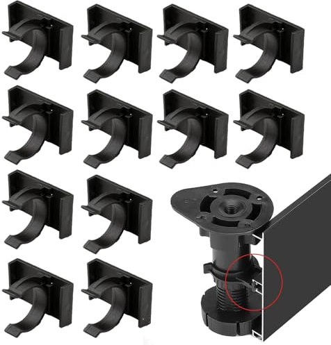 DAAIZIII 12 Stück Küchen Sockelleisten Clips, Küchen Sockelhalterungen, Kunststoff, Schwarz, 27 mm, Set von Clips, Sockelleistenhalterung, Küchenmöbel