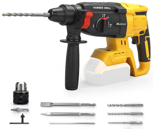 WingFly Trapano a Percussione Compatibile con Dewalt 18 V, 20 V Batteria, SDS-Plus Martello Perforatore, Foratura fino a 28 mm, Motore Senza Spazzole, per Uso Domestico e Professionale