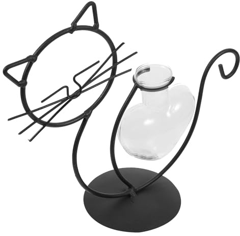GARVALON Jarrón Hidropónico de Hierro con Marco de Arte para Plantas Florero de Vidrio Decorativo para Hogar y Mesa Adorno Minimalista para y Oficina