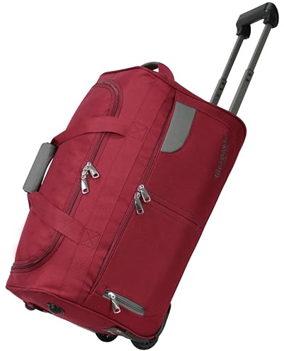 Rocklands® Lightweight Luggage Rolling Holdall Suitcase Wheeled Small Duffle Bag Travel Bag RL501 (Burgundy, Small (Carry on) 20 (H55 x L29 x W28 cm))