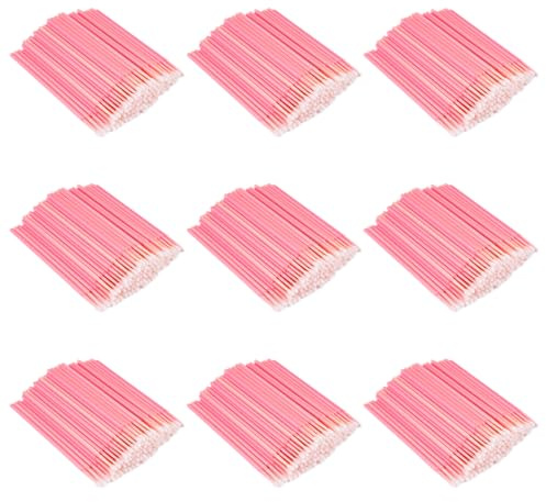 900 stycken läpp-applikator-stick, Microbrush läppborstar, läppborste | läppglans, läppstift, penslar, glans stav, applikatorer, mikroborstpinnar för ögonfransförlängning, smink, rosa