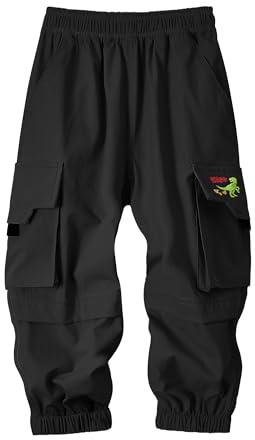 Volunboy Pantalones Cargo Niños 2-6 Años Bordado Dinosaurio Secado Rápido Cintura Elástica