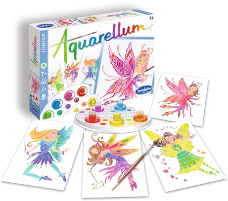 Sentosphère 3900668 Aquarellum Junior, Malset für Kinder, Motiv: Feen, Bastelset, Kreativ-Set, DIY