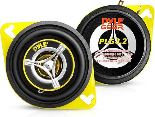 Pyle HiFi Lautsprecher Auto – Car HiFi Speakers – 2 Wege Lautsprecher Auto Boxen Set mit 120 Watt, 8,9 cm Robuste OEM Autolautsprecher Box, Autolautsprecher Universell Passend, Gelb