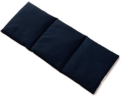 Cuscino con semi di uva, 20x50cm. Cuscino riscaldabile per la schiena, il ventre e molto altro. (blu scuro, con 3 compartimenti)