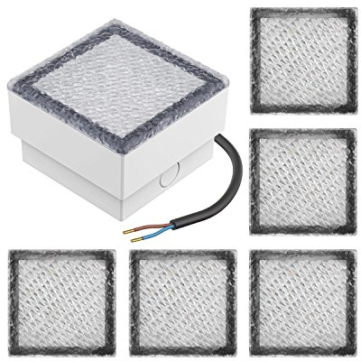 ledscom.de 6 Stück LED Pflasterstein Bodeneinbauleuchte CUS für außen, IP67, eckig, 10 x 10cm, warmweiß