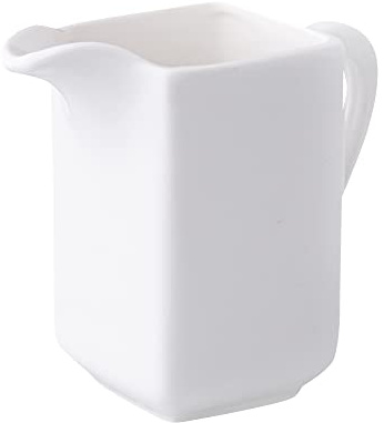 AMBITION Milchkanne Porzellan 210 ml Porto Milchkännchen weiß Sauciere mit Henkel eckig modern