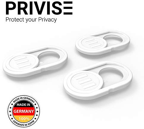 Privise Cache-Webcam 3-Pack – Ultra-Fin – Protection de la Vie Privée pour Ordinateur, Smartphone & Tablette – Adhésif Puissant – Fabrication Allemande – Blanc