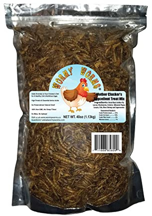Wormy Worms Mother Clucker's Eggcellent Treat Mix for Chickens w/Dried Mealworms Crickets Silkworm Pupae Locusts Superworms River Shrimp (2.5 LB)
