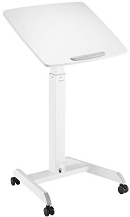 LogiLink EO0035 - Sitz-/Steharbeitsplatz, rollbar und mit pneumatische Höhenverstellung per Fußpedal, Weiß