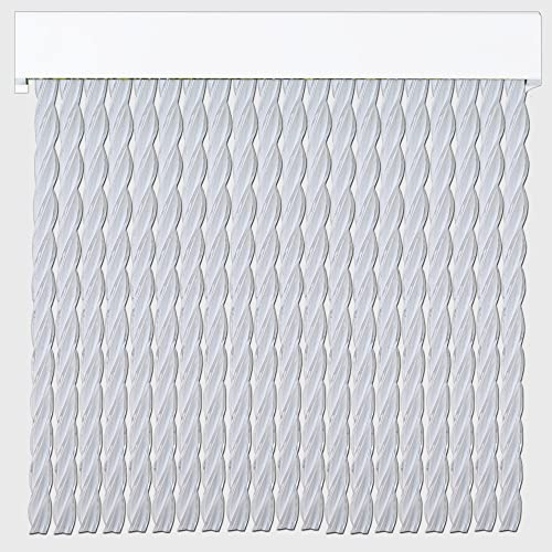 Cortinas - Tenda in corda per esterni, in plastica PVC e barra in alluminio, ideale per terrazze e verande, anti-mosche, bianco-trasparente, 210 x 90 cm