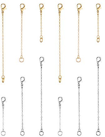 Softones 12-18Pcs Ankle Bracelets Extenders-Extension for Womens Jewelry(1 2 3 Inch),with Lobster Clasp and O-Clasp from Gold Silver Rose Gold