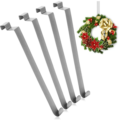com-four® 4x Türhaken aus Edelstahl - 26 cm Haken für Türkränze und Dekoration - Aufhänger für Türen - für Innenseiten - Kleiderhaken zum Einhängen