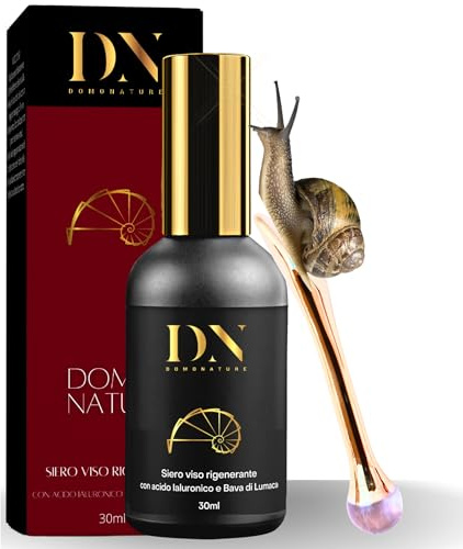 Siero Bava di Lumaca viso PURA 100%, Antirughe, Acido Ialuronico viso Puro Bio, Crema Contorno Occhi e Occhiaie, Uomo Donna, Idratante, 30ml Domonature