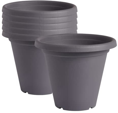 Clever Pots Vasi per Piante, da 6x 30 cm Vaso Fiori Plastica con Fori Di Drenaggio, Vaso Leggero, Fioriere Rotonde da Esterno e Interno, Ideale per Giardini, Terrazze e Patii, Carbone