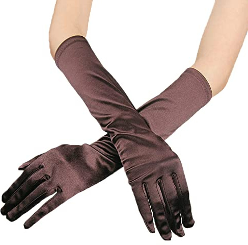 Duories Classic Women's Gloves Long Elastic Elegant 1920s Style Evening Gloves Satin Gloves Gothic Opera Festival Party Wedding Bridal Gloves for Festive Fancy Dress Costumes Carnival