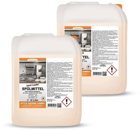 Lorito frisch & sauber Spülmittel 2 x 10 L - Geschirrspülmittel flüssig mit Limonen-Duft, Schonendes & hautfreundliches Handspülmittel gegen hartnäckige Verunreinigungen