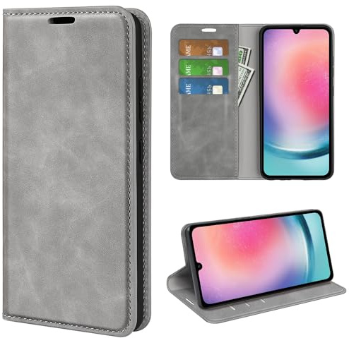 Fertuo Cover per Samsung Galaxy A16 5G, Custodia a Libro in Pelle Flip Case Portafoglio con Porta Carte, Chiusura Magnetica [Interna in Silicone Morbido] Cover per Samsung Galaxy A16 5G, Grigio