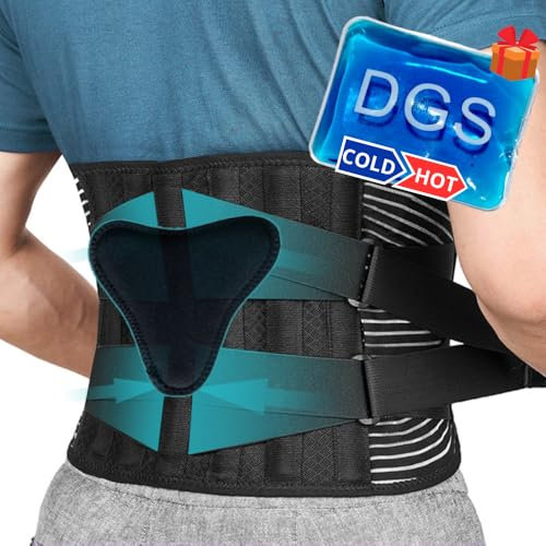 DGS Faja lumbar para hombre y mujer, soporte ergonómico para dolor de espalda y trabajo. Ideal como cinturón lumbar gimnasio y faja para espalda. Cómoda, ajustable y transpirable. (Small)