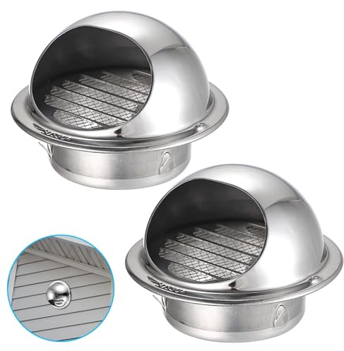 OGANAZI 2 Stück 100mm Edelstahl Lüftungsgitter Rund Metall Abluftgitter Silber Wetterschutzgitter mit Insektenschutz Vogelschutzgitter Mausschutzgitter Wandentlüftung für Wohnungen, Badezimmer, Küche