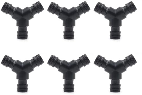 HAFRILY Gartenschlauch Verteiler Y Verteiler 1/2 Zoll Generisch Schlauchverbinder für Schnellverbindung Grdena Verbinder,Verbindungsstück zur Schlauchabzweigung (6 Stück in Schwarz)