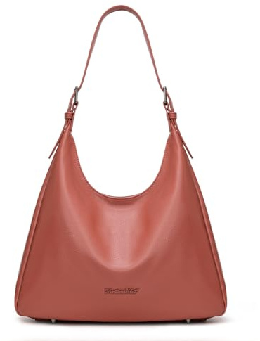 Montana West Hobo Bag Purse for Women Slouchy Casual Shoulder Handbags Purses Soft Vegan Leather Purse Tote Bag Everyday Work Ladies Red MWC-614BDY
