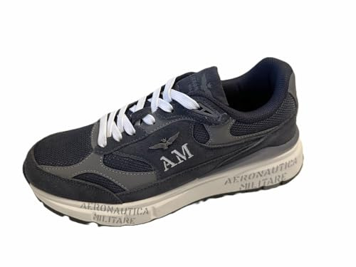 Aeronautica Militare Scarpe da Uomo, Sneakers, SC0318 (Blu Navy, Sistema Taglie Calzature EU, Adulto, Uomo, Numero, Media, 42)