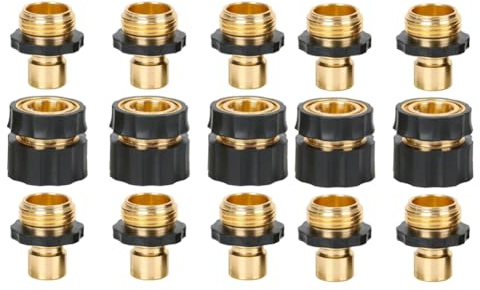 Puthernm Raccordi Ad Innesto Rapido per Tubi da Giardino con Arresto 'Acqua, Raccordi Ad Innesto Rapido per Tubi In Metallo, Set di Connettori Rapidi GHT da 3/4 Pollici Facile da Usare