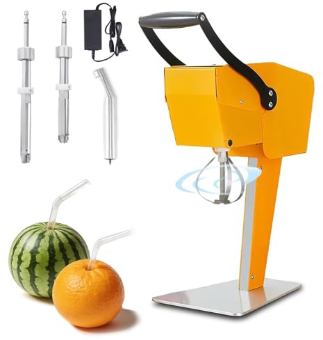Elektrisk citruspress, kommersiell automatisk apelsin-, citron-, lime-juicepress med kärnborrare och dubbla blad, ingen skalning krävs, bänkskiva för färsk fruktjuicepress för kök