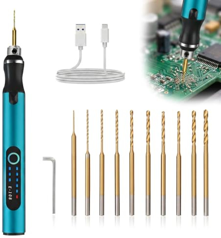 3-Speed Cordless Mini Drill Engraving Pen Kit with 10 Bits for Resin Wood