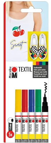Marabu Textil målarpenna (1-2 mm spets) - sortiment (förpackning med 5)