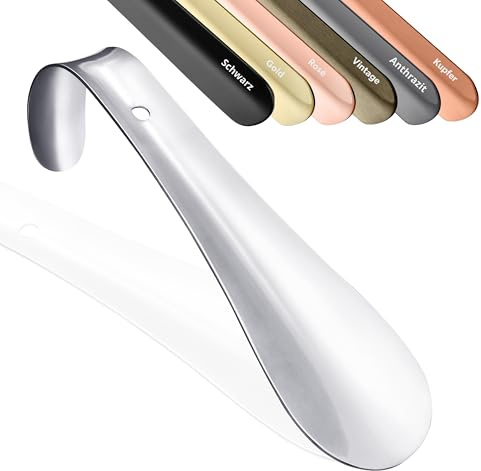 JK Trade® 15 cm stabilt skohorn i rostfritt stål | Skohorn i roststekt stål för resor | Skohorn litet för resor | Optimerad Längd och bredd | Skohorn | Företag | Modernt | Hängande skägg