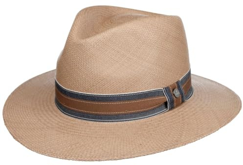 Lierys Jean Maroon Traveller Panama Hat Women/Men Light Brown 7 1/8-7 1/4