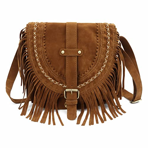 Taoyoule Frosted Quaste Tasche Damen Retro Satteltasche Mode Crossbody Umhängetasche Damen Hobo Satchel Messenger Handtaschen