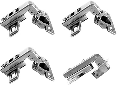 LIKERAINY 90Deg Short-arm Inset Blind Corner Hinge Ø 26mm H4 Without Damper for Cabinet Door Stud Hinges for Cupboard Wardrobe Doors Pack of 4 Pieces