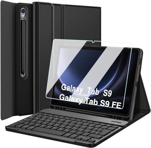 Wineecy Tastatur Hülle mit Schutzfolie für Samsung Galaxy Tab S10 FE/ S9 FE 5G 10.9 Zoll/Tab S9 11 Zoll, Slim Schutzhülle mit Abnehmbare Kabellose Deutsches QWERTZ Tastatur
