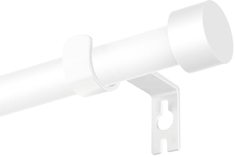 Gardinenstange 3m, 16mm Vorhangstange Ausziehbar 63-303cm, Gardinenstange Weiß mit Einfache Endkappe und Halterungen für Schlafzimmer, Wohnzimmer